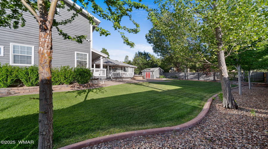 A back yard view to house