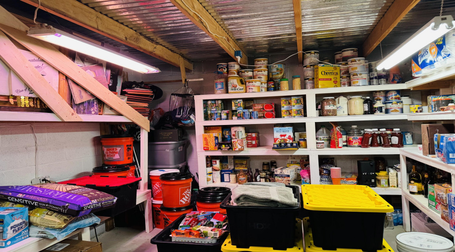 Inside concrete safe room