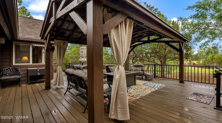 Covered back deck sitting area