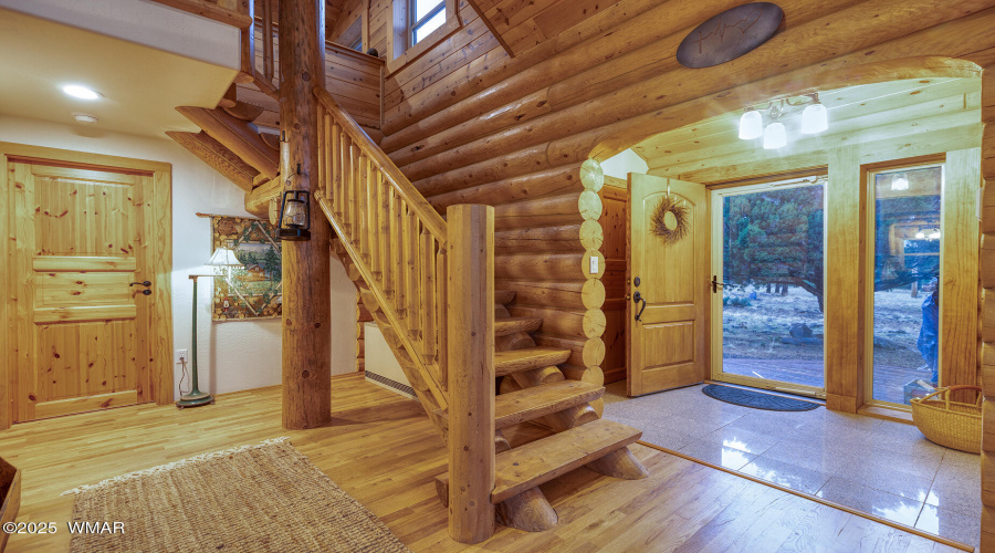 Log stairs to loft