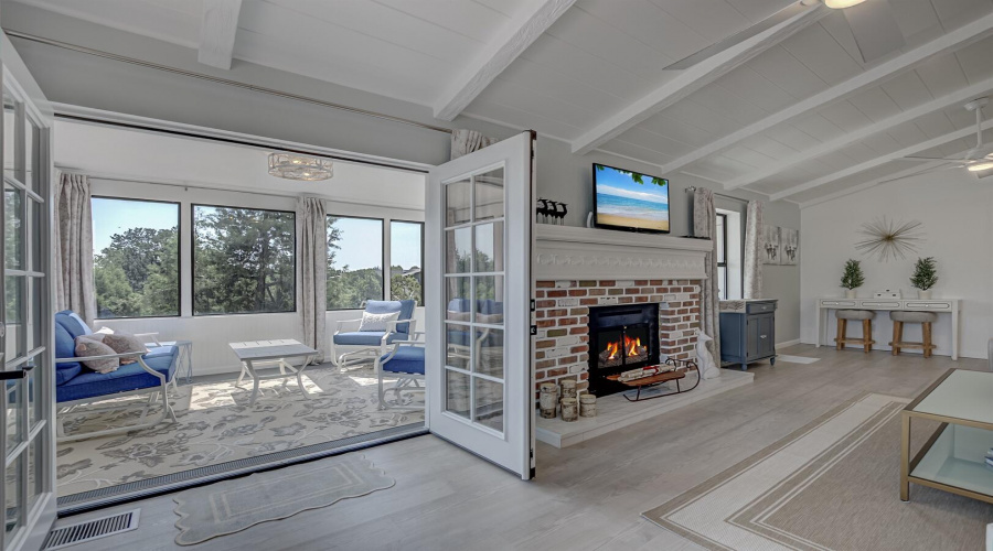 Fireplace to  Sunroom