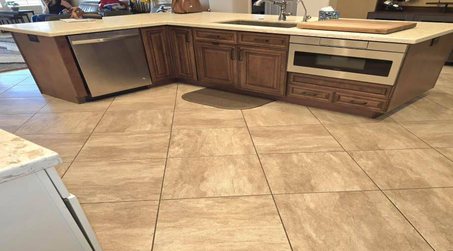 Kitchen Island Tile on the diagonal