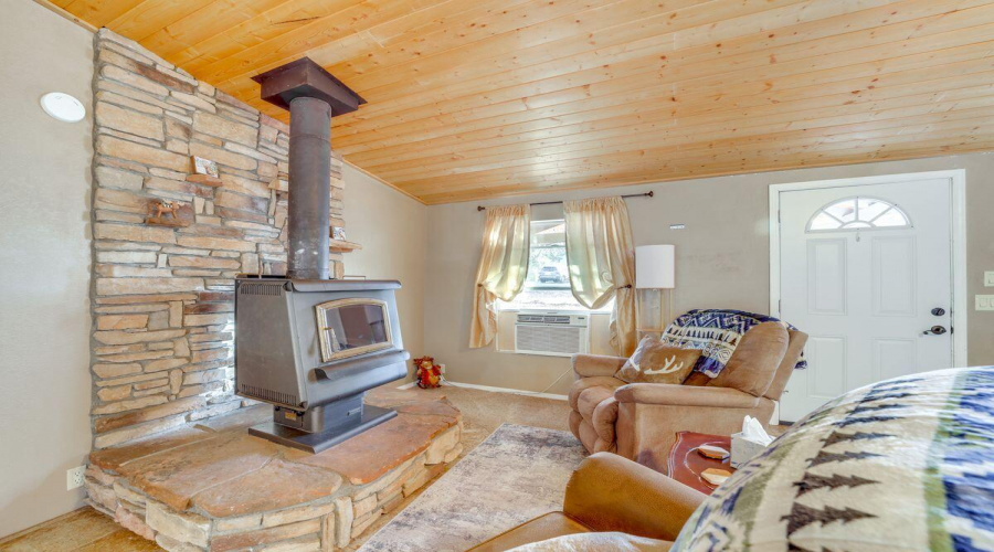 Beautiful Stone Wood-Burning Fireplace -