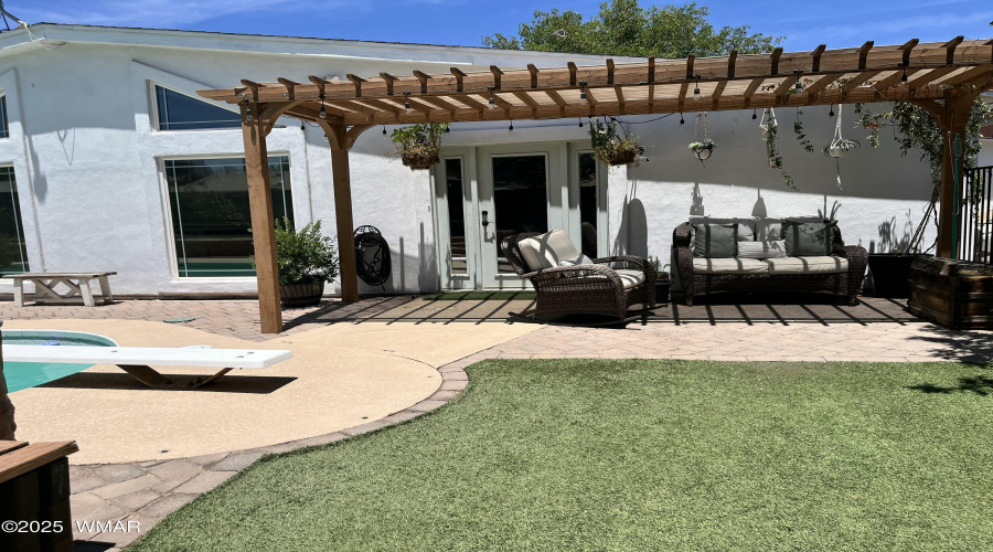 Pergola in backyard