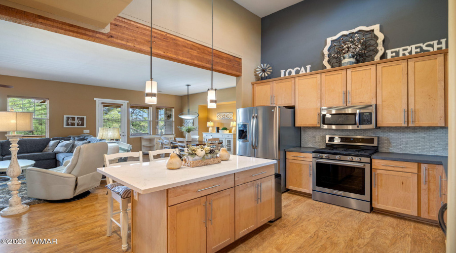 Kitchen looking to Living & Dining Rooms