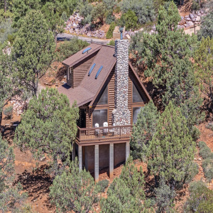 East side of Deck with stone fireplace