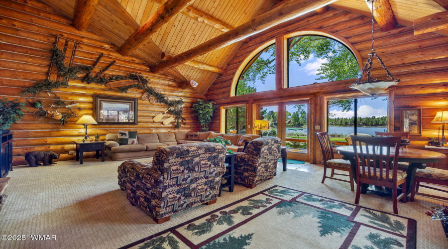 Living Room with Views of Rainbow Lake