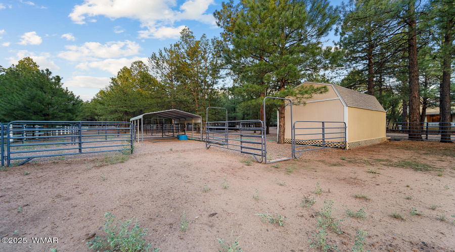 H barn and corrals and canopy