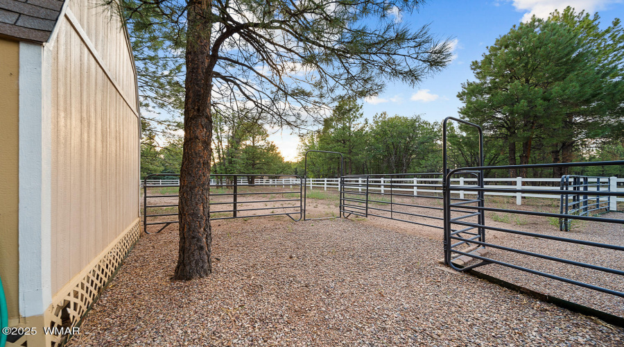 H corral by barn