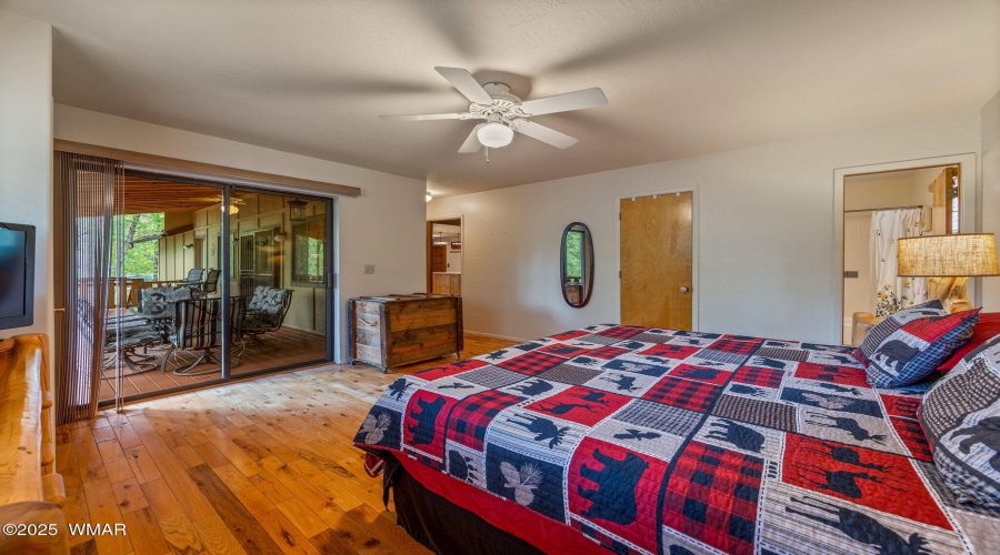 Primary bedroom view of deck