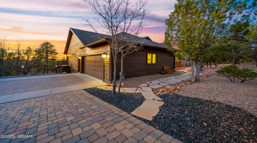 Twilight View of Garage