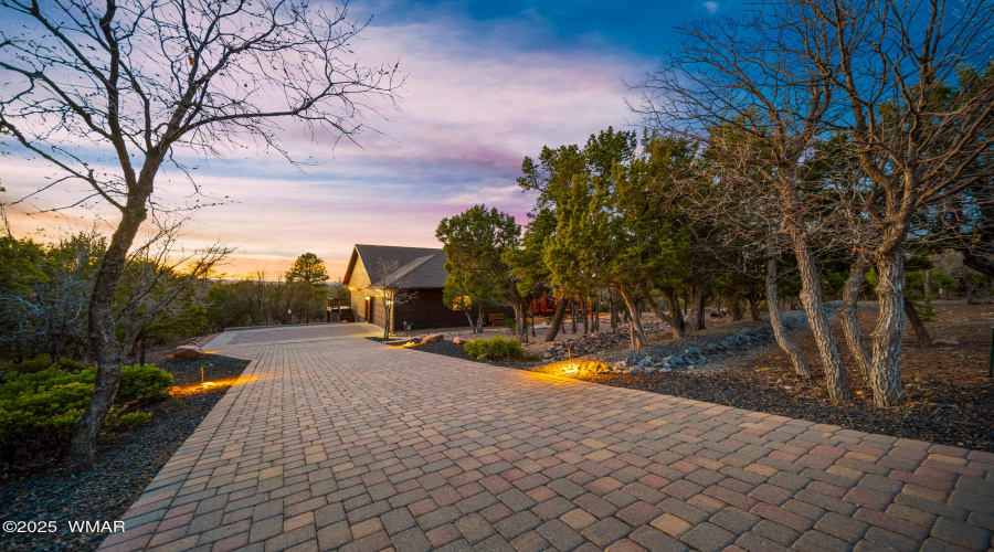 Twilight View of Driveway