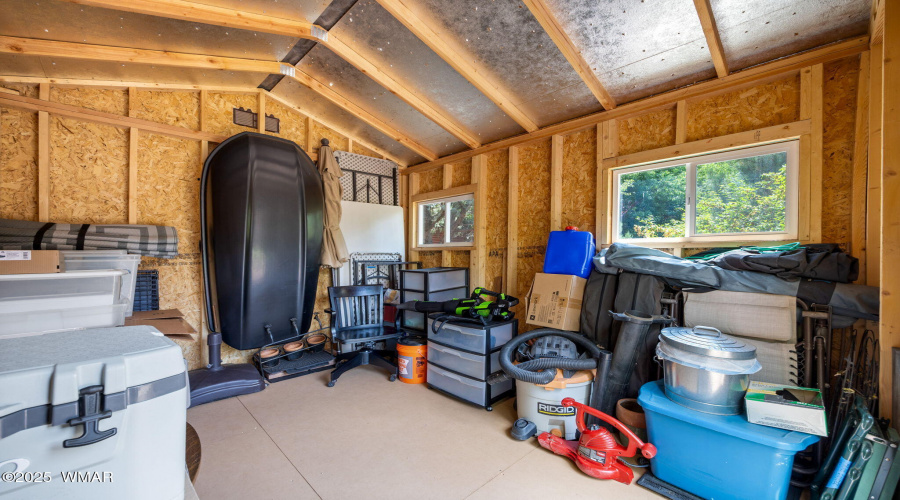 Interior of shed
