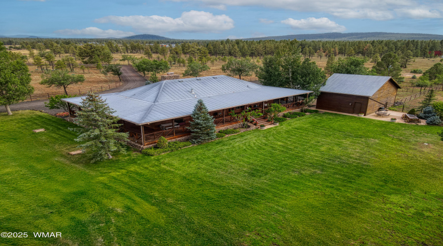 Aerial View of the Home and Garage