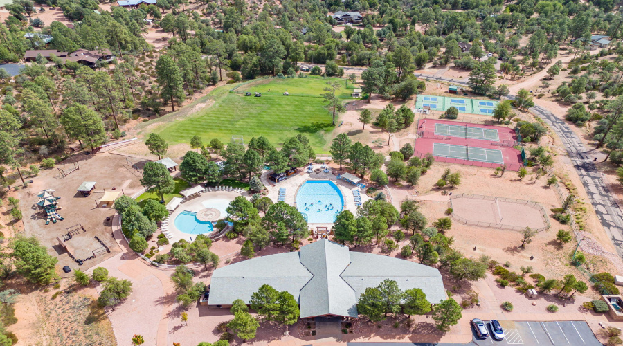 Aerial view of pools/playground