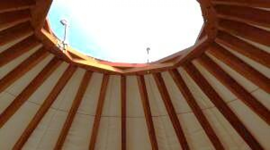 Yurt Skylight & Redwood Framing
