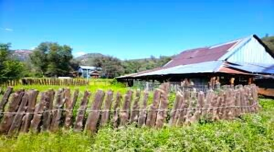 Barn with Homes in Background