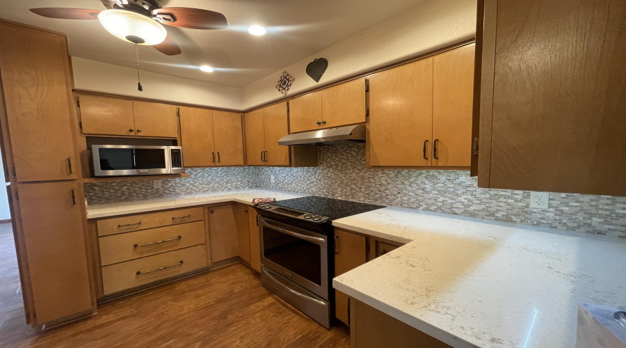 kitchen with quartz