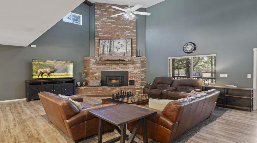 brick fireplace