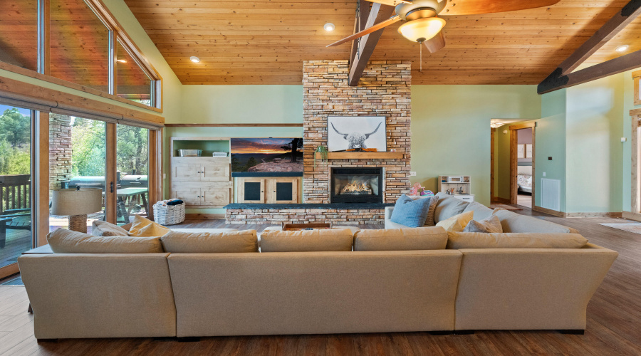Stone fireplace