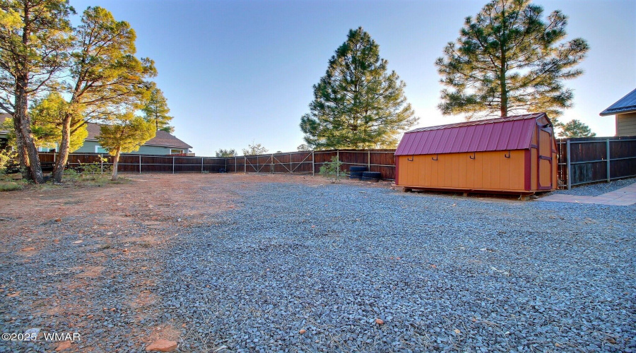 Extra large fenced backyard.