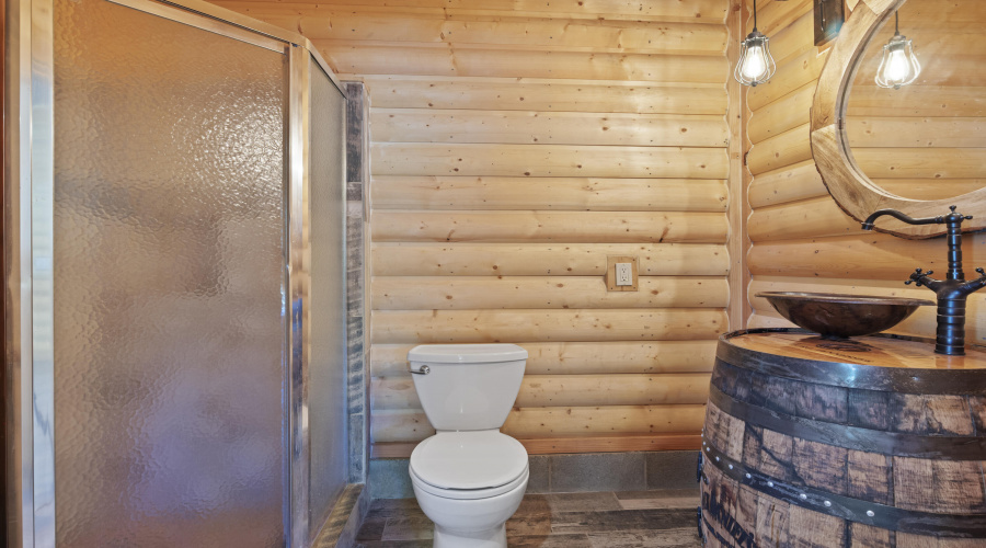 3/4 bathroom in garage