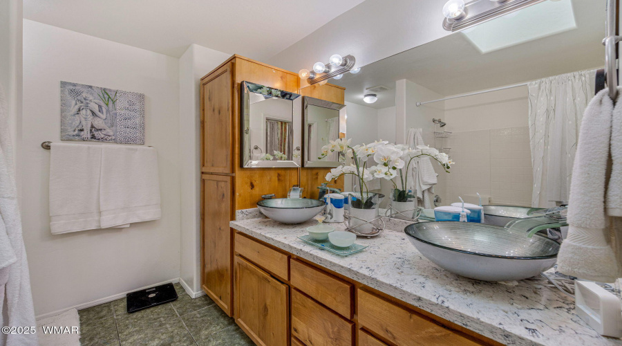 Primary bath with custom double vanity