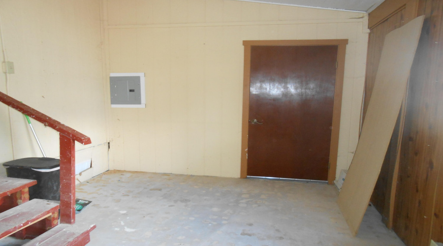 At back door