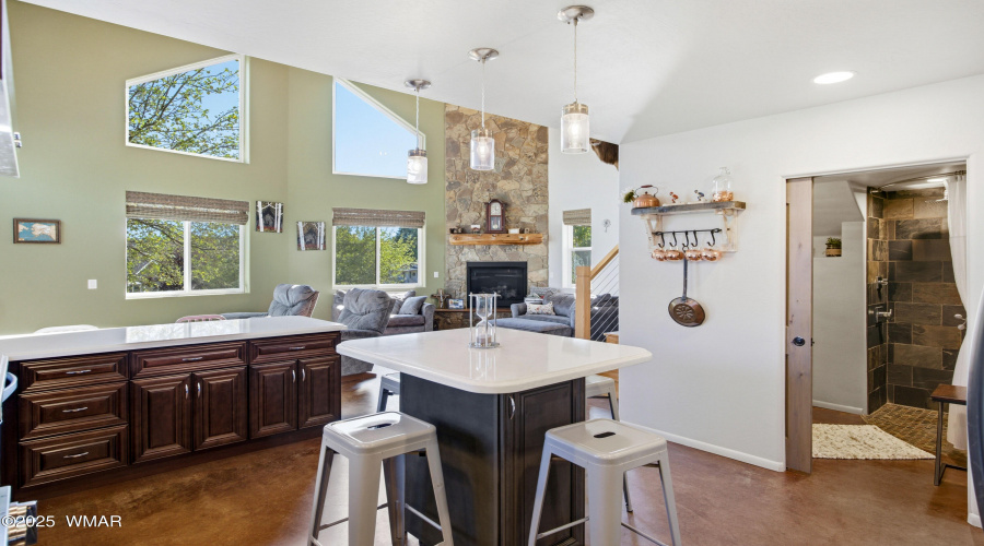 Kitchen facing living