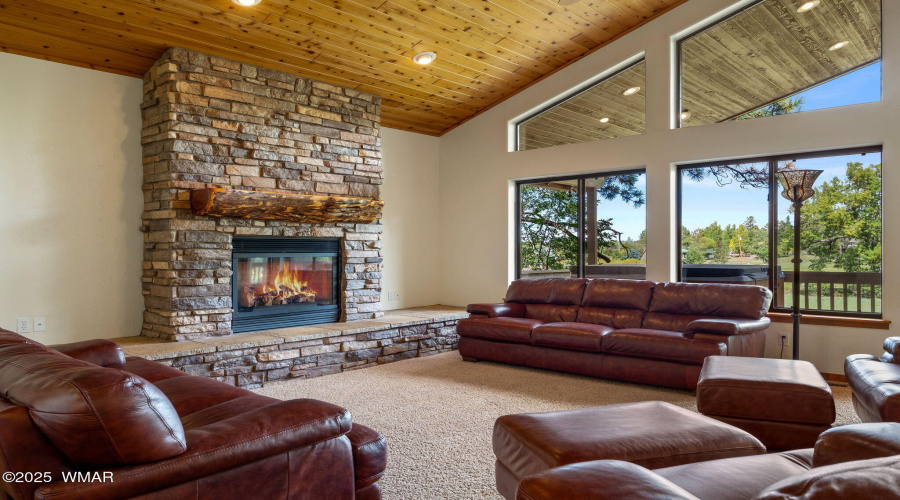 Stacked Stone Fireplace Living Room
