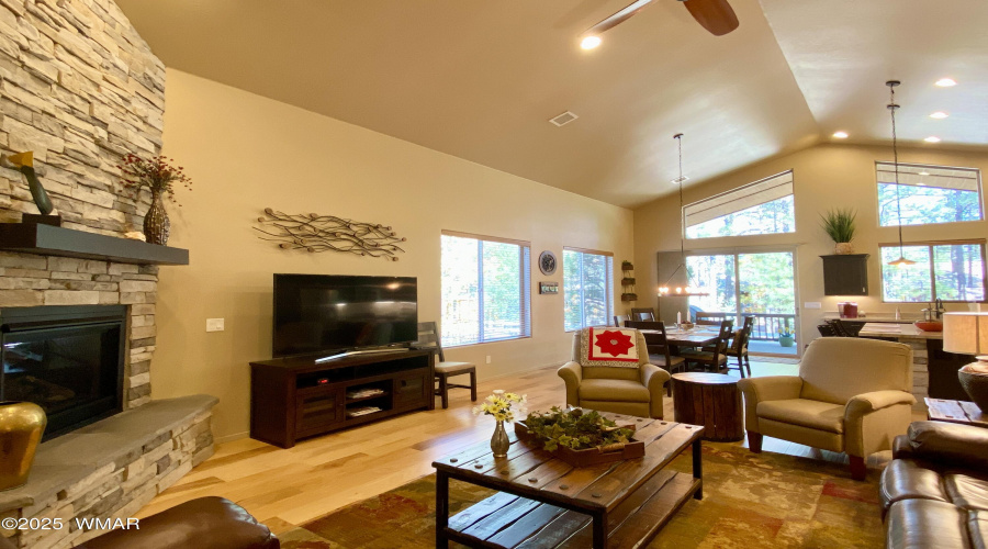 Stacked Stone Fireplace